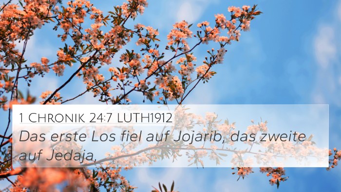 1 Chronik 24:7 LUTH1912 4K Wallpaper - Das erste Los fiel auf Jojarib, das zweite auf - 4K Wallpaper Bible Verse