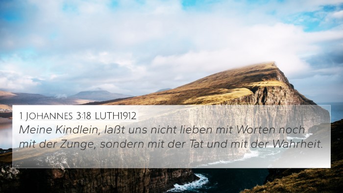 1 Johannes 3:18 LUTH1912 Bible Verse Image