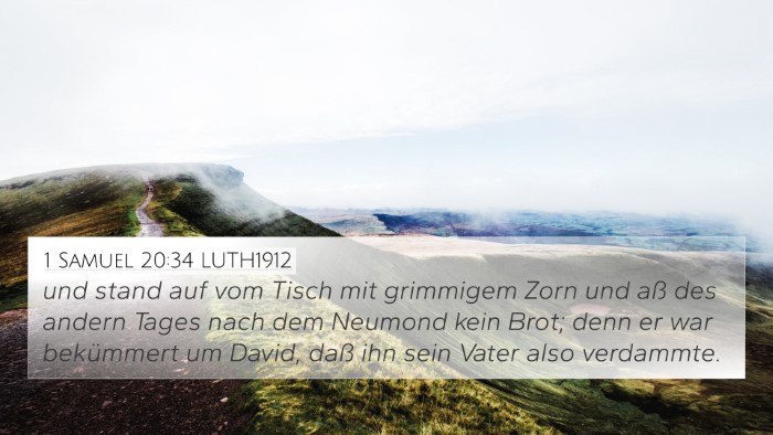 1 Samuel 20:34 LUTH1912 4K Wallpaper - und stand auf vom Tisch mit grimmigem Zorn und - 4K Wallpaper Bible Verse