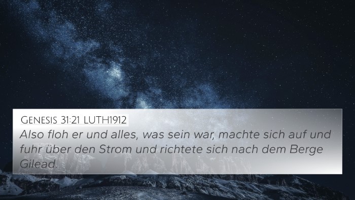 Genesis 31:21 LUTH1912 Bible Verse Image