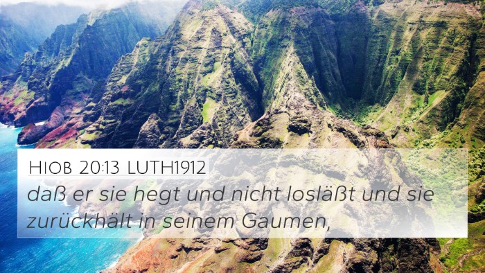 Hiob 20:13 LUTH1912 4K Wallpaper - daß er sie hegt und nicht losläßt und sie - 4K Wallpaper Bible Verse
