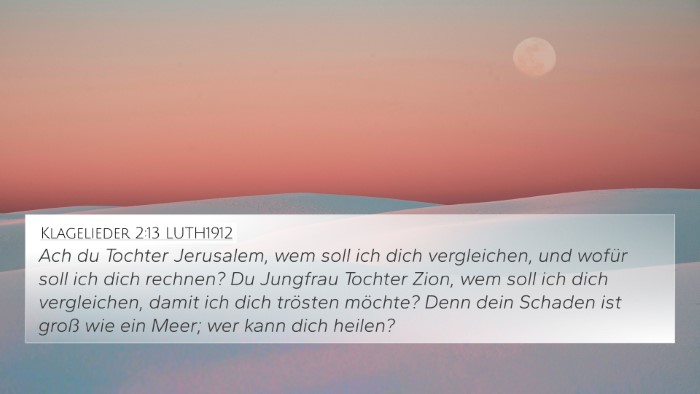 Klagelieder 2:13 LUTH1912 Bible Verse Image