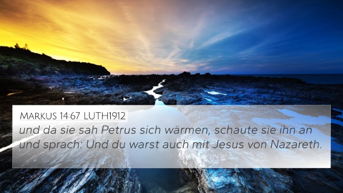 Markus 14:67 LUTH1912 4K Wallpaper - und da sie sah Petrus sich wärmen, schaute sie - 4K Wallpaper Bible Verse