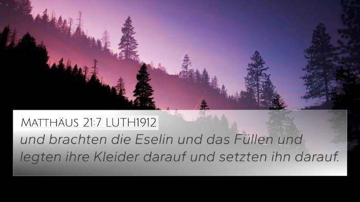Matthäus 21:7 LUTH1912 Bible Verse Image