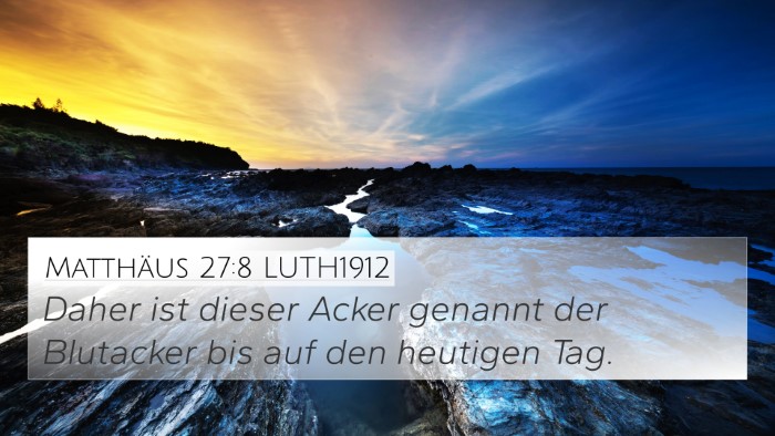 Matthäus 27:8 LUTH1912 Bible Verse Image