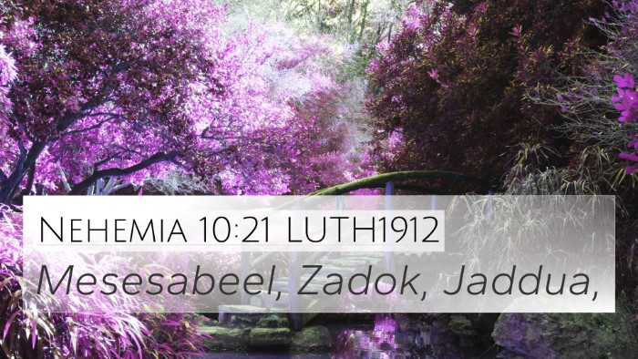 Nehemia 10:21 LUTH1912 4K Wallpaper - Mesesabeel, Zadok, - 4K Wallpaper Bible Verse