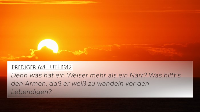 Prediger 6:8 LUTH1912 Bible Verse Image