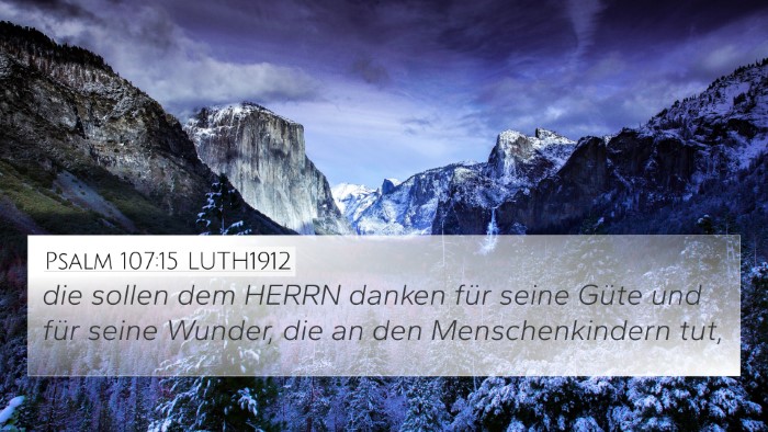 Psalm 107:15 LUTH1912 Bible Verse Image