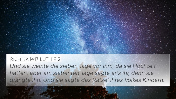 Richter 14:17 LUTH1912 4K Wallpaper - Und sie weinte die sieben Tage vor ihm, da sie - 4K Wallpaper Bible Verse