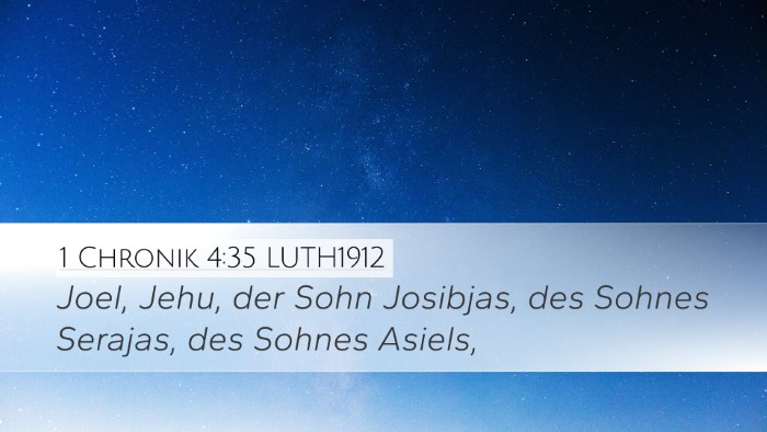 1 Chronik 4:35 LUTH1912 Desktop Wallpaper - Joel, Jehu, der Sohn Josibjas, des Sohnes - Desktop Bible Verse Wallpaper