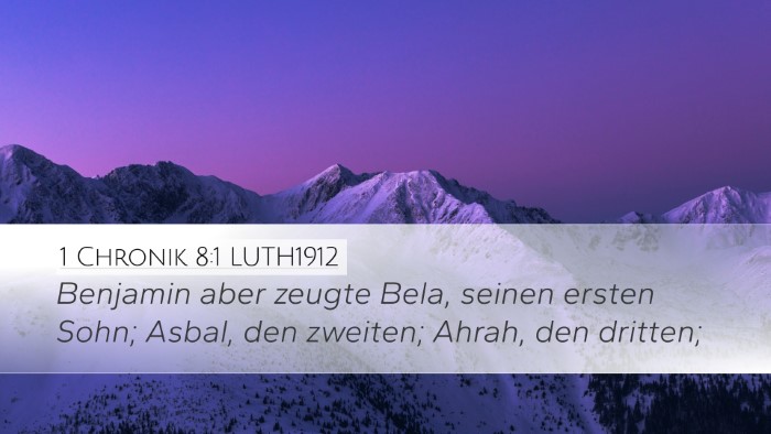 1 Chronik 8:1 LUTH1912 Desktop Wallpaper - Benjamin aber zeugte Bela, seinen ersten Sohn; - Desktop Bible Verse Wallpaper