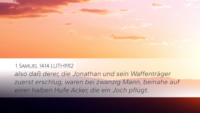 1 Samuel 14:14 LUTH1912 Desktop Wallpaper - also daß derer, die Jonathan und sein - Desktop Bible Verse Wallpaper