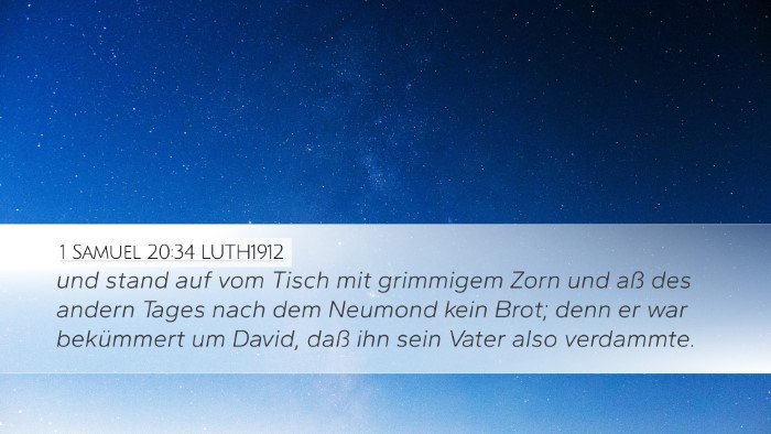 1 Samuel 20:34 LUTH1912 Desktop Wallpaper - und stand auf vom Tisch mit grimmigem Zorn und - Desktop Bible Verse Wallpaper