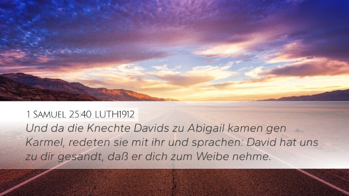 1 Samuel 25:40 LUTH1912 Desktop Wallpaper - Und da die Knechte Davids zu Abigail kamen gen - Desktop Bible Verse Wallpaper
