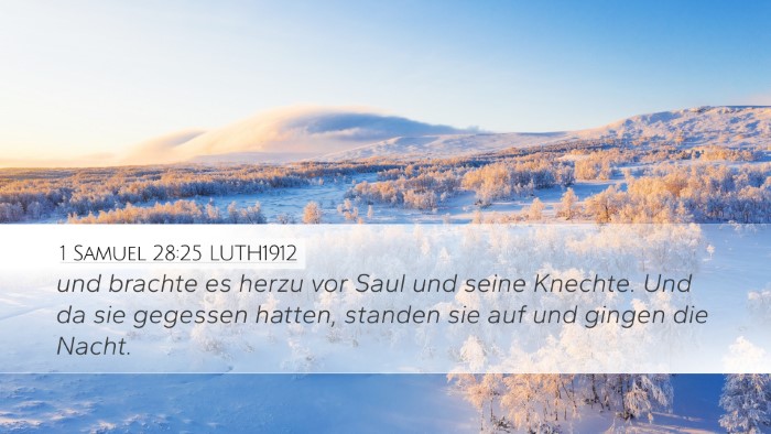 1 Samuel 28:25 LUTH1912 Desktop Wallpaper - und brachte es herzu vor Saul und seine Knechte. - Desktop Bible Verse Wallpaper
