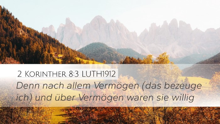 2 Korinther 8:3 LUTH1912 Bible Verse Image