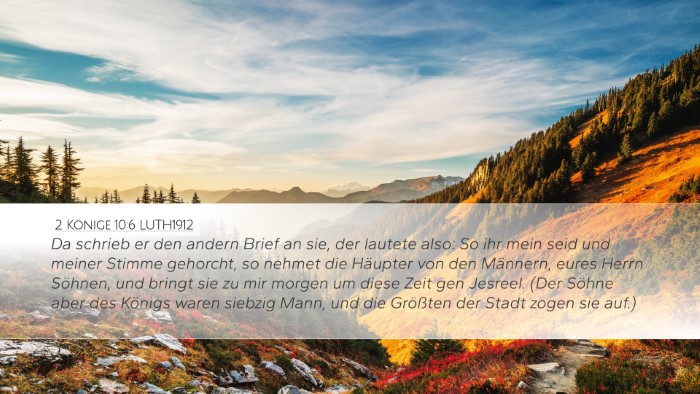 2 Könige 10:6 LUTH1912 Bible Verse Image