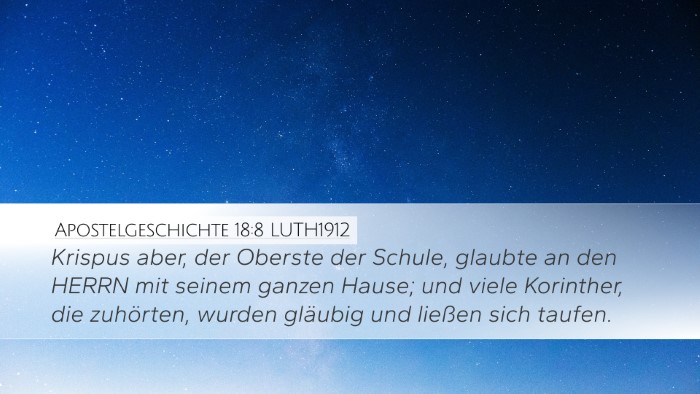 Apostelgeschichte 18:8 LUTH1912 Bible Verse Image