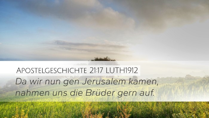 Apostelgeschichte 21:17 LUTH1912 Bible Verse Image