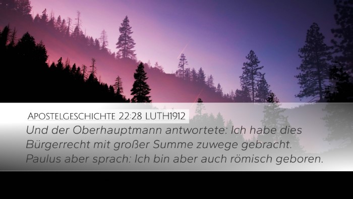 Apostelgeschichte 22:28 LUTH1912 Desktop Wallpaper - Und der Oberhauptmann antwortete: Ich habe dies - Desktop Bible Verse Wallpaper