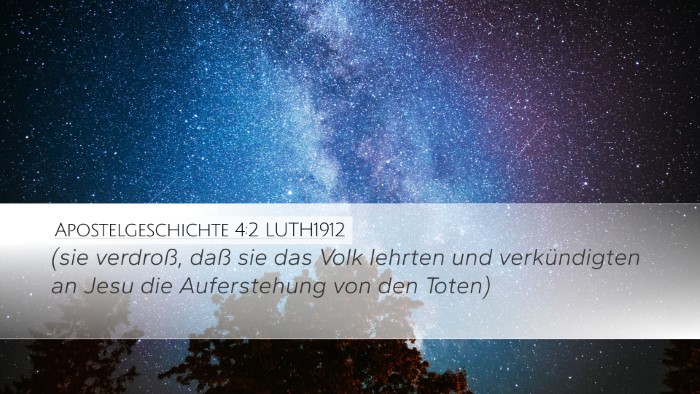 Apostelgeschichte 4:2 LUTH1912 Bible Verse Image