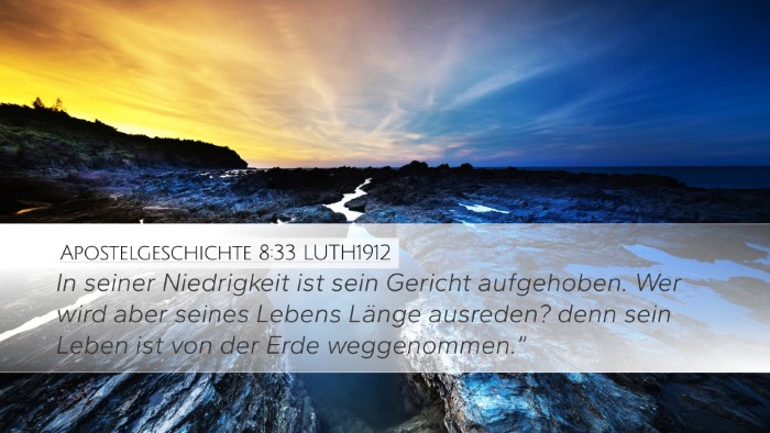Apostelgeschichte 8:33 LUTH1912 Bible Verse Image