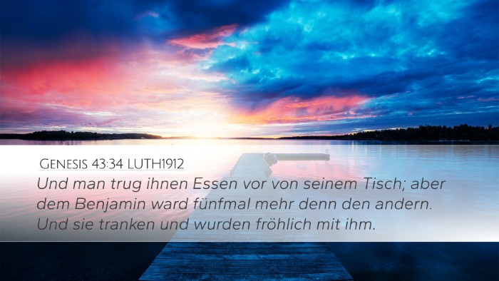 Genesis 43:34 LUTH1912 Bible Verse Image