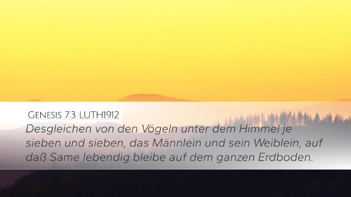 Genesis 7:3 LUTH1912 Desktop Wallpaper - Desgleichen von den Vögeln unter dem Himmel je - Desktop Bible Verse Wallpaper