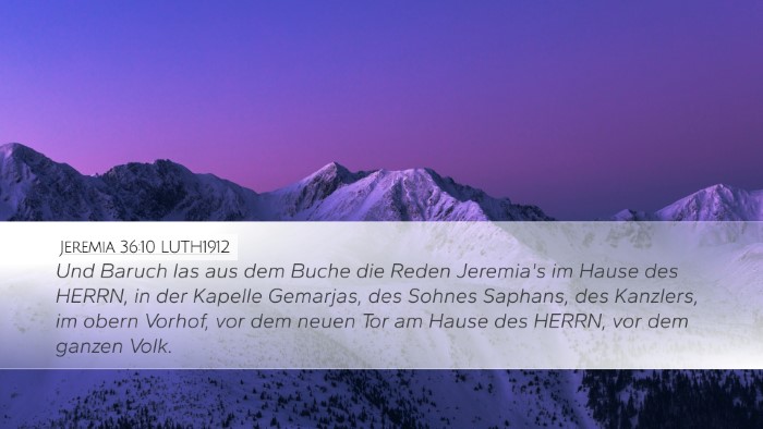 Jeremia 36:10 LUTH1912 Bible Verse Image