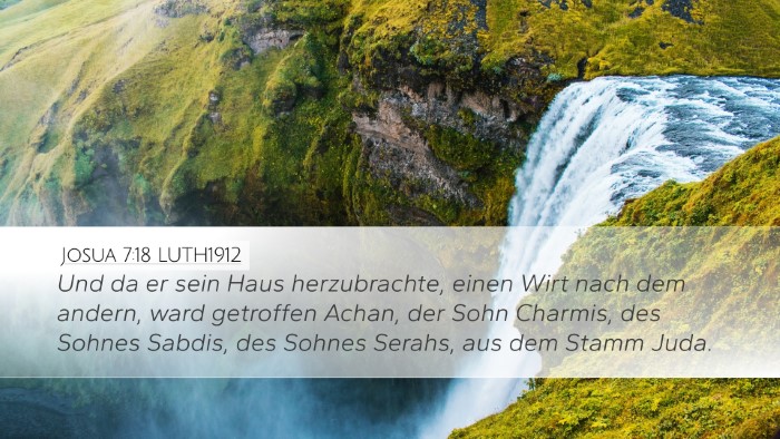 Josua 7:18 LUTH1912 Desktop Wallpaper - Und da er sein Haus herzubrachte, einen Wirt nach - Desktop Bible Verse Wallpaper
