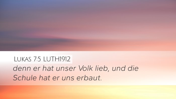 Lukas 7:5 LUTH1912 Desktop Wallpaper - denn er hat unser Volk lieb, und die Schule hat - Desktop Bible Verse Wallpaper