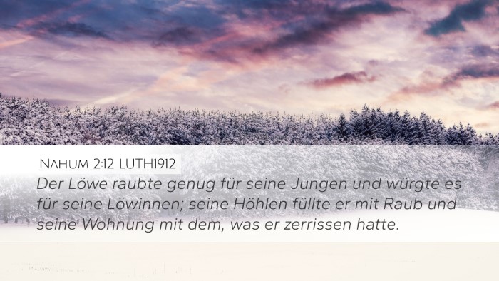 Nahum 2:12 LUTH1912 Bible Verse Image