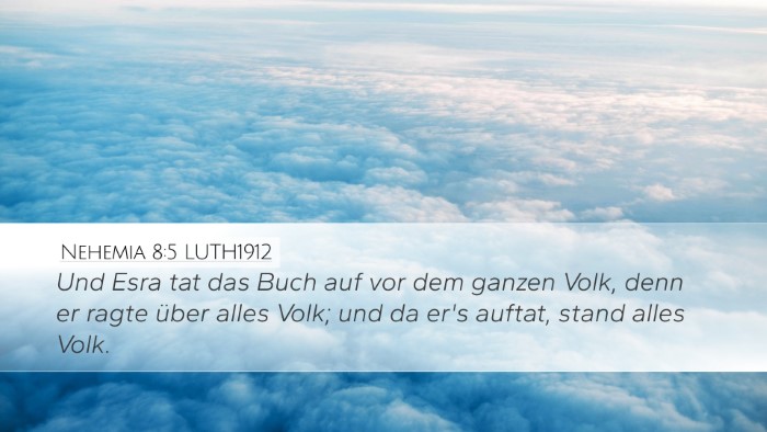 Nehemia 8:5 LUTH1912 Desktop Wallpaper - Und Esra tat das Buch auf vor dem ganzen Volk, - Desktop Bible Verse Wallpaper