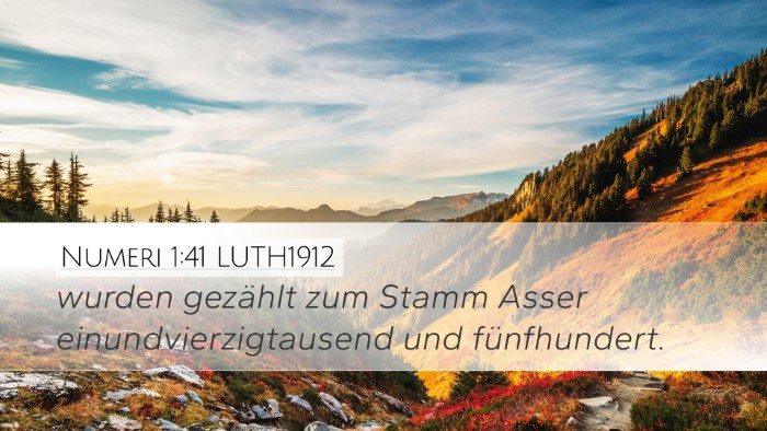 Numeri 1:41 LUTH1912 Desktop Wallpaper - wurden gezählt zum Stamm Asser - Desktop Bible Verse Wallpaper