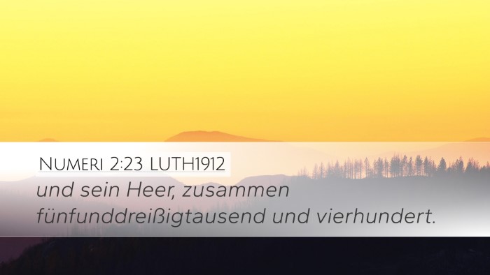 Numeri 2:23 LUTH1912 Desktop Wallpaper - und sein Heer, zusammen fünfunddreißigtausend - Desktop Bible Verse Wallpaper