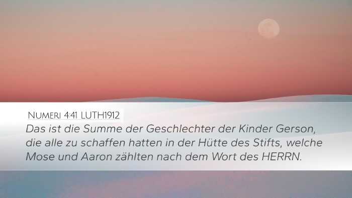 Numeri 4:41 LUTH1912 Desktop Wallpaper - Das ist die Summe der Geschlechter der Kinder - Desktop Bible Verse Wallpaper