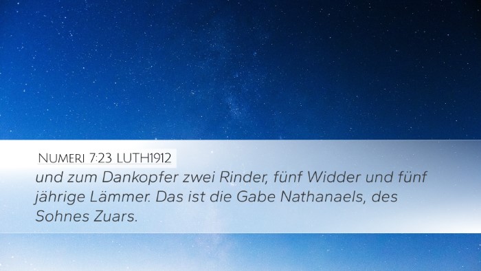 Numeri 7:23 LUTH1912 Desktop Wallpaper - und zum Dankopfer zwei Rinder, fünf Widder und - Desktop Bible Verse Wallpaper