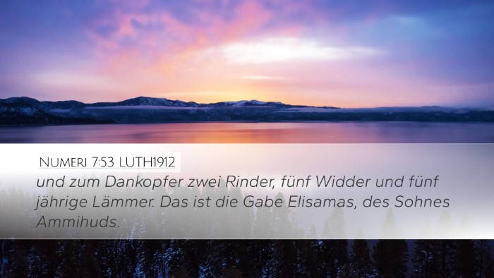 Numeri 7:53 LUTH1912 Desktop Wallpaper - und zum Dankopfer zwei Rinder, fünf Widder und - Desktop Bible Verse Wallpaper
