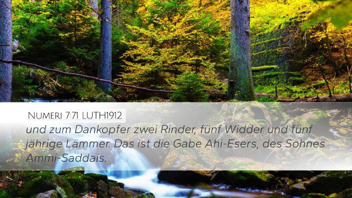 Numeri 7:71 LUTH1912 Desktop Wallpaper - und zum Dankopfer zwei Rinder, fünf Widder und - Desktop Bible Verse Wallpaper