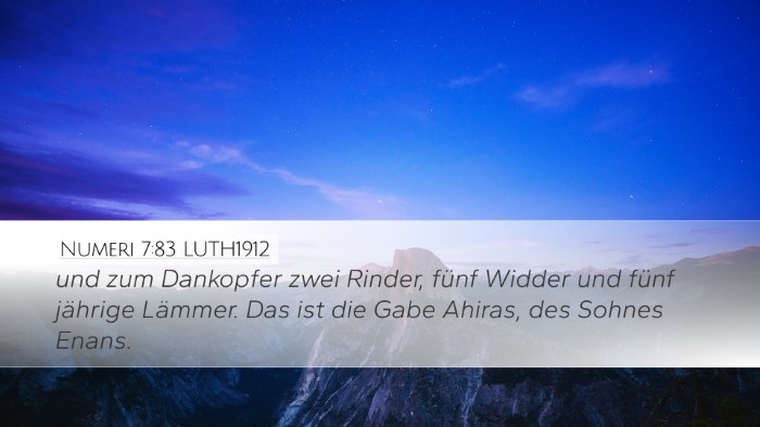 Numeri 7:83 LUTH1912 Desktop Wallpaper - und zum Dankopfer zwei Rinder, fünf Widder und - Desktop Bible Verse Wallpaper