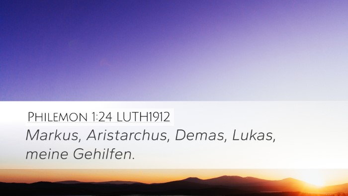 Philemon 1:24 LUTH1912 Desktop Wallpaper - Markus, Aristarchus, Demas, Lukas, meine - Desktop Bible Verse Wallpaper