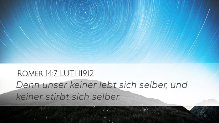 Römer 14:7 LUTH1912 Bible Verse Image