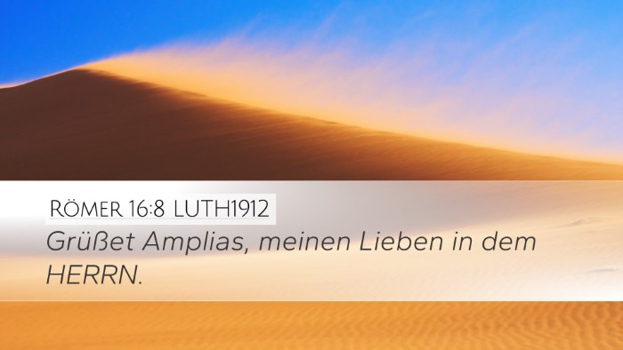 Römer 16:8 LUTH1912 Desktop Wallpaper - Grüßet Amplias, meinen Lieben in dem - Desktop Bible Verse Wallpaper
