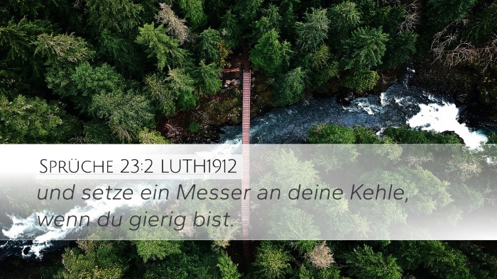 Sprüche 23:2 LUTH1912 Desktop Wallpaper - und setze ein Messer an deine Kehle, wenn du - Desktop Bible Verse Wallpaper