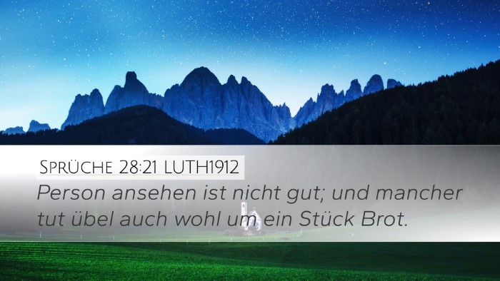 Sprüche 28:21 LUTH1912 Bible Verse Image