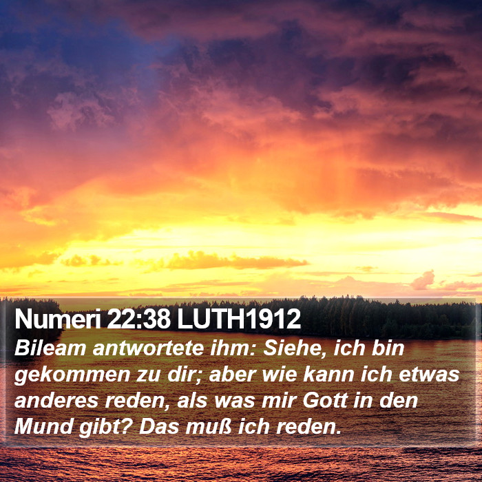 Numeri 22:38 LUTH1912 - Bileam antwortete ihm: Siehe, ich bin gekommen zu - Bible Verse Picture