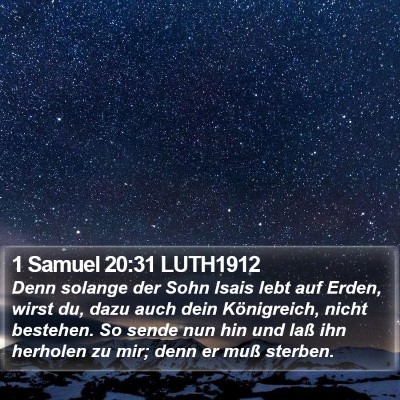 1 Samuel 20:31 LUTH1912 Bible Verse Image