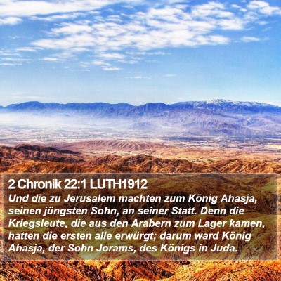 2 Chronik 22:1 LUTH1912 Bible Verse Image