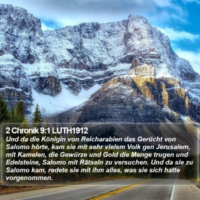 2 Chronik 9:1 LUTH1912 Bible Verse Image