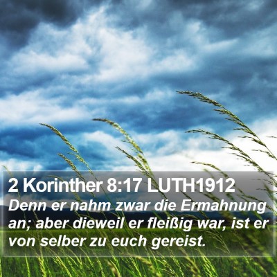 2 Korinther 8:17 LUTH1912 Bible Verse Image